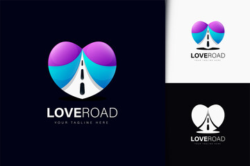 Love road logo design with gradient