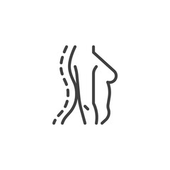Woman incorrect posture line icon