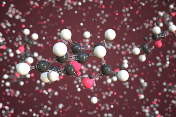 Molecule of furan, conceptual molecular model. Scientific 3d rendering
