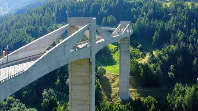 Aerial view of the Ganter Bridge on the Simplon Pass in Switzerland.