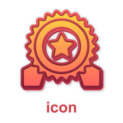 Gold Medal with star icon isolated on white background. Winner achievement sign. Award medal. Vector
