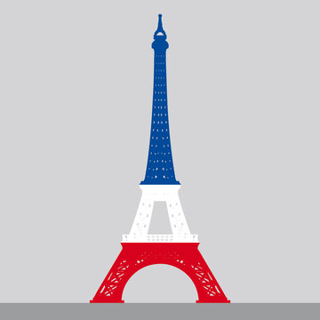 Eiffel Tower Paris in national colors symbol