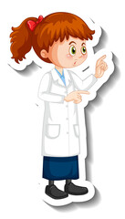 Scientist girl cartoon character in standing pose