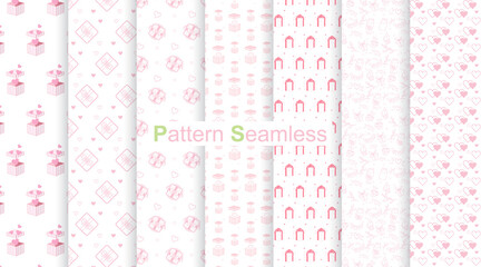Set of love graphic design pattern. Seamless background.