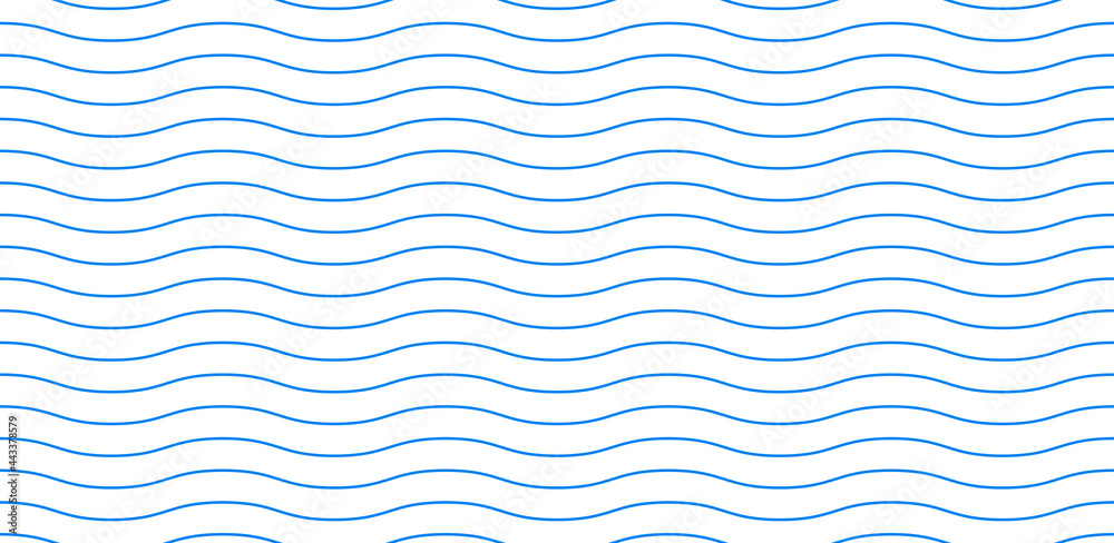 Wall mural wave pattern seamless abstract background. stripes wave pattern white and blue colors for summer vec