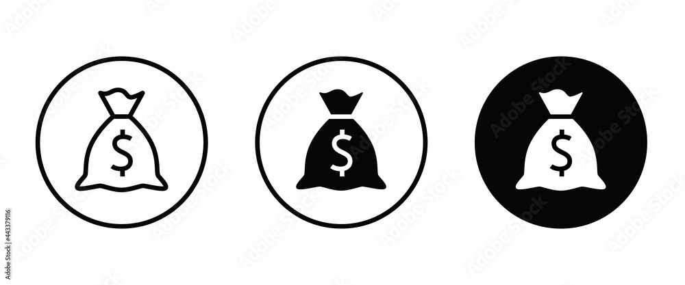 Wall mural sack icon, money bag vector, sign, symbol, logo, illustration, editable stroke, flat design style is