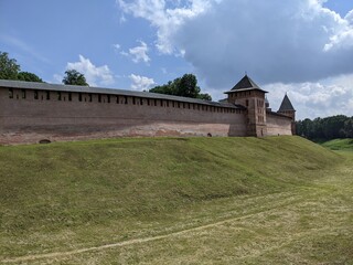 Fototapeta na wymiar old castle in the village of the country velikiy novgorod russia kremlin