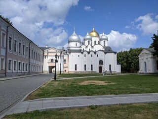 Fototapeta na wymiar church old castle in the village of the country velikiy novgorod russia kremlin