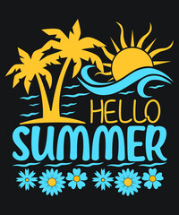 Fototapeta na wymiar Hello Summer Svg Vector T Shirt Printable Design For Summer Lover