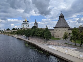 old castle in the village of the country pskov russia ancient tower 