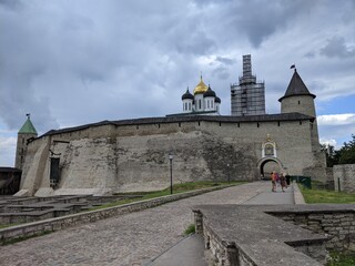 old castle in the village of the country pskov russia ancient tower 