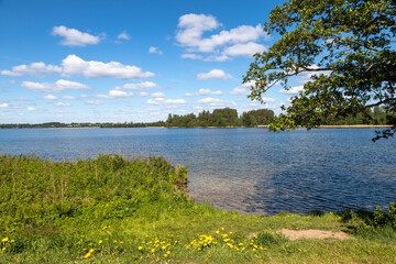 Valdai National Park. Boat on Lake Valdai. Novgorod region. Russia.