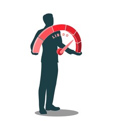 Man holding libido level measuring device scale