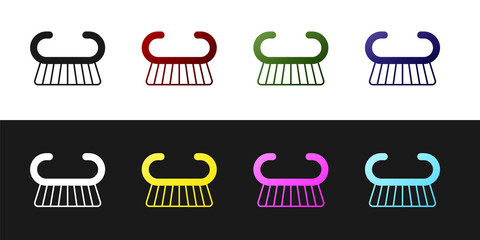 Set Pedicure brush or grater icon isolated on black and white background. Brush for cleaning nails for manicure and pedicure. Vector