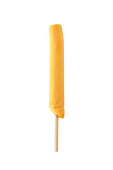 Yellow ice cream on isolated on white background. Fresh frozen ice popsicle. Summer food