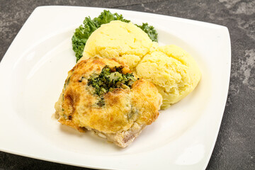 Roasted pangasius fillet with mashed potato