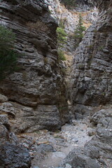 Fototapeta na wymiar Hiking track in Imbros Gorge on Crete in Greece, Europe 