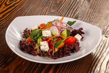 Traditional Greek salad with feta cheese