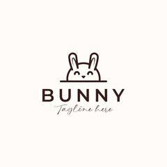 Bunny Rabbit Monoline Logo Concept Isolated in White Background