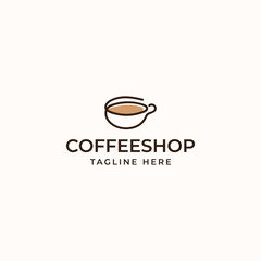 Coffee Cup Coffee Shop Monoline Logo Concept Isolated in White Background
