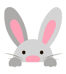 Bunny hides cute animal flat illustration