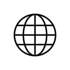 Globe icon. World wide web outline symbol. Planet sign. Internet pictogram. Vector illustration isolated on white