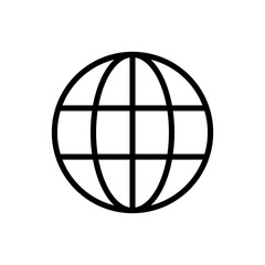 Globe icon. World wide web outline symbol. Planet sign. Internet pictogram. Vector illustration isolated on white