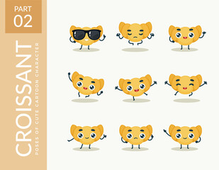 Mascot images of the Croissant. Second set. Vector Illustration
