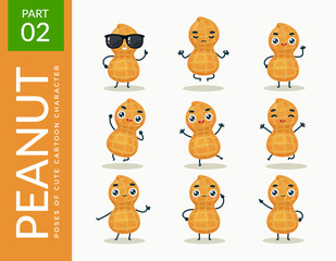 Mascot images of the Peanut. Second set. Vector Illustration