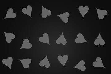 White hearts patterns on black background. Valentine's day. Love and romance. Valentine's Day Pattern. Many little white hearts. 3D illustration