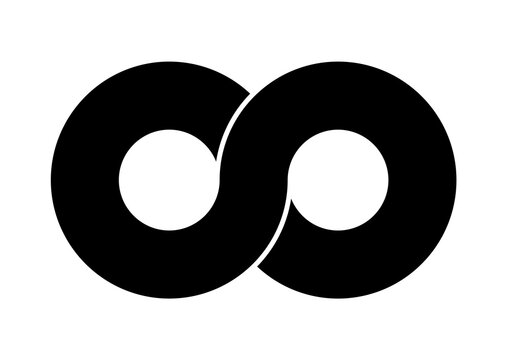 Infinity sign made of of two combined rings. Stylized endess symbol. Tattoo flat design illustration.