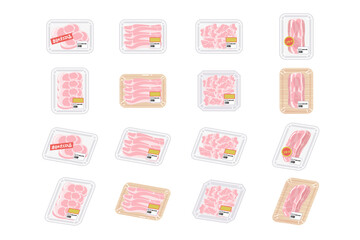 スーパーの精肉コーナーにあるパックのお肉　豚肉セット