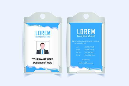 Corporate Employee ID Card Design. Luxury, Modern, Elegant, Professional Minimalist Identity Card. Employee ID Card Template. Elements of Stationery. Vector illustration