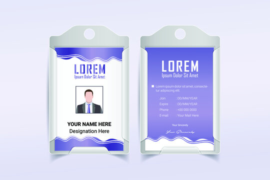 Corporate Employee ID Card Design. Luxury, Modern, Elegant, Professional Minimalist Identity Card. Employee ID Card Template. Elements of Stationery. Vector illustration