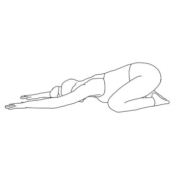 Balasana yoga person in relaxing childspose 