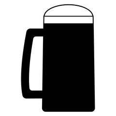 Big beer mug with handle and foam. Vector silhouette and illustration. Simple minimal design.