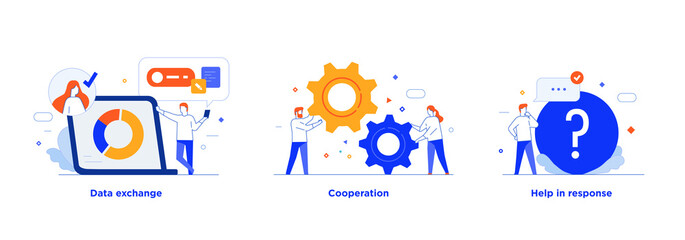 People use gadgets. set of icons, illustration. Smartphones tablets user interface social media.Flat illustration Icons infographics. Landing page site print poster.