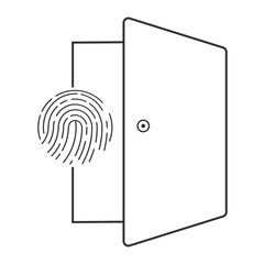 biometric fingerprint door vector icon. security door.