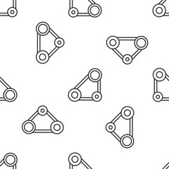 Grey line Timing belt kit icon isolated seamless pattern on white background. Vector