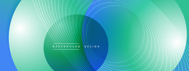 Gradient circles with shadows. Vector techno abstract background. Modern overlapping forms wallpaper background, design template