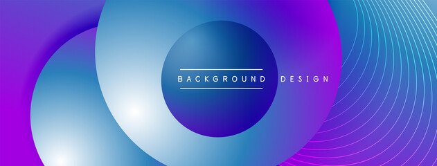 Gradient circles with shadows. Vector techno abstract background. Modern overlapping forms wallpaper background, design template