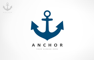 Nautical logo vector. Helm and anchor design.