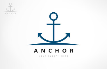 Nautical logo vector. Helm and anchor design.