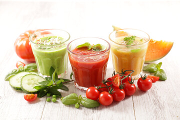 glasses of fresh vegetable juice