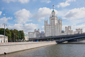 Fototapeta na wymiar Kotelnicheskaya Embankment: House 1/15.Great Bridge Ustyinsky.Moskvoretskaya embankment