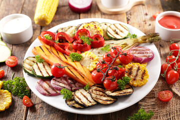 vegetarian barbecue and dipping sauce