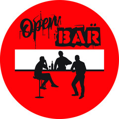 Open bar sign vector illustration