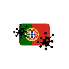 Portugal hit by Coronavirus. Covid-19 impact nationwide. Virus attack on Portugal flag concept illustration on white background
