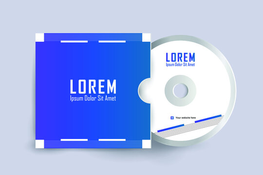 CD cover with Disk design template. Stylized CD Cover design template. Luxury, Modern, Elegant, Professional Minimalist Business Cd cover design design with disk label design. Vector illustration
