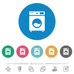Washing machine flat round icons